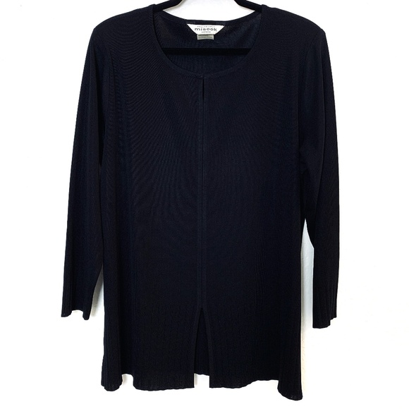 Exclusively Misook Woman Black Tunic Top 1X Classic Dressy Old Money Modest Work - Picture 1 of 14